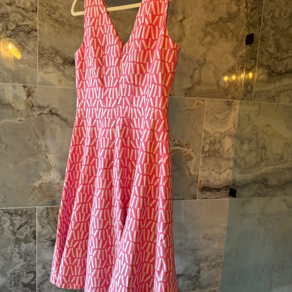 Calvin Klein Pink Fit & Flare Dress Size 4 Textured Sleeveless Lined Party Dress - Picture 2 of 6